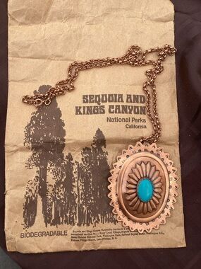 Copper-Tone Turquoise Pendant Necklace - Unbranded